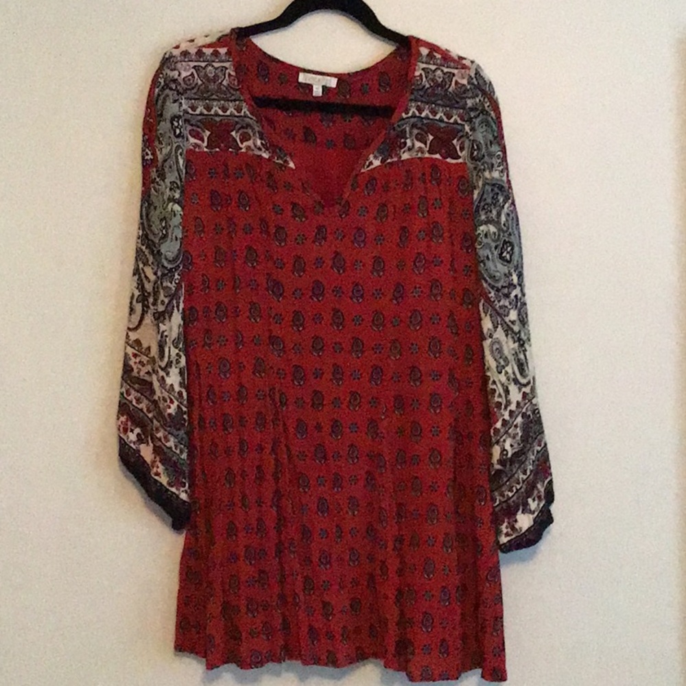 Bohemian mid-length sleeve dress, tunic